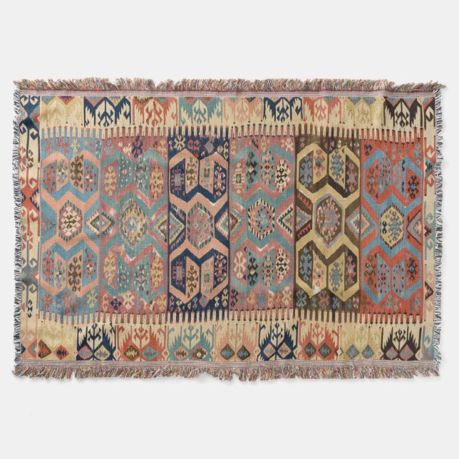 Orientalisk Persisk Turkisk Matta Antik Kilim Filt (Framsidan)