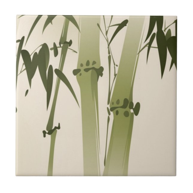 Orientalisk stilmålning, bambugrenar 2 kakelplatta (Framsidan)