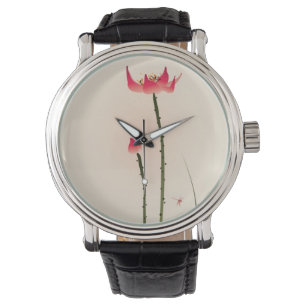 Orientalisk stilmålning, högväxt lotusblomma armbandsur