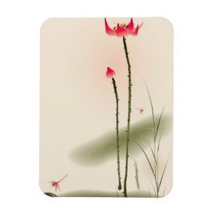 Orientalisk stilmålning, högväxt lotusblomma magnet
