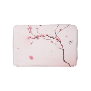 Orientalisk stilmålning, körsbärsröd blommar badrumsmatta