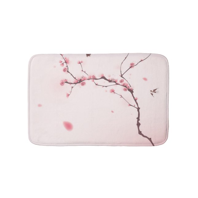 Orientalisk stilmålning, körsbärsröd blommar badrumsmatta (Framsidan)