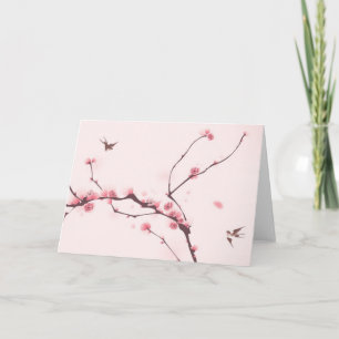 Orientalisk stilmålning, körsbärsröd blommar kort