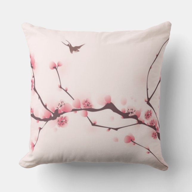 Orientalisk stilmålning, körsbärsröd blommar kudde (Framsida)