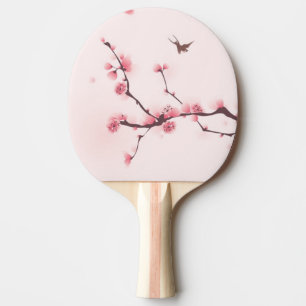 Orientalisk stilmålning, körsbärsröd blommar pingisracket