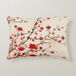 Orientalisk stilmålning, plommonblommar i vår prydnadskudde