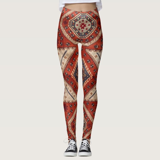 Orientalisk turkisk persisk matta röd leggings (Framsida)