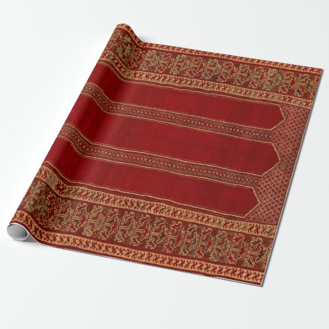 Orientalisk Turkisk Persisk Matta Röd Presentpapper (Utrullad)