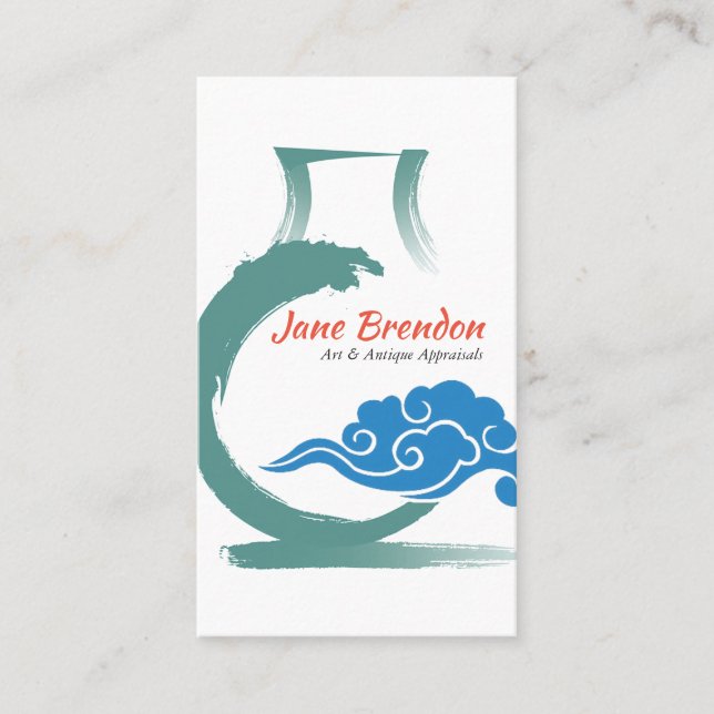 Orientalisk vas & Appraiser för Visitkort (Framsida)