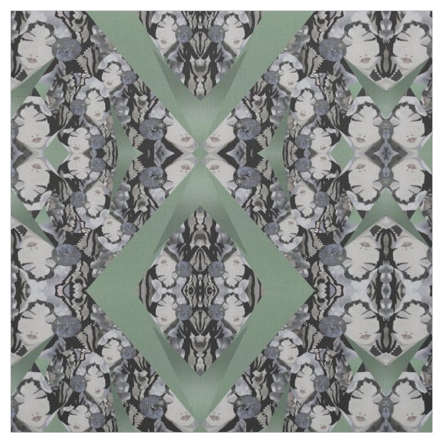Orientaliskt ansiktetyg på Seafoam grönt, grå Tyg (Provkarta)