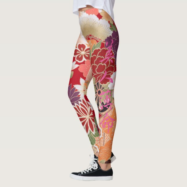 Orientaliskt blommatryck leggings (Vänster)