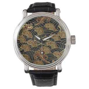 Orientaliskt havsdrakemönster armbandsur