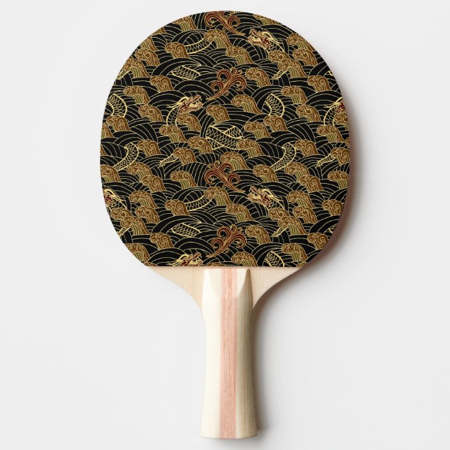 Orientaliskt havsdrakemönster pingisracket (Framsidan)