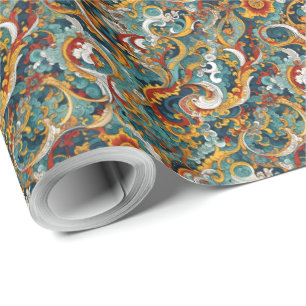 orientaliskt inspirerat invecklat blommönster presentpapper