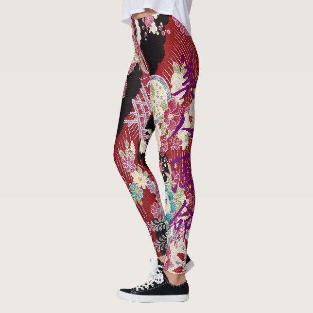 Orientaliskt Kimonotryck Leggings (Vänster)