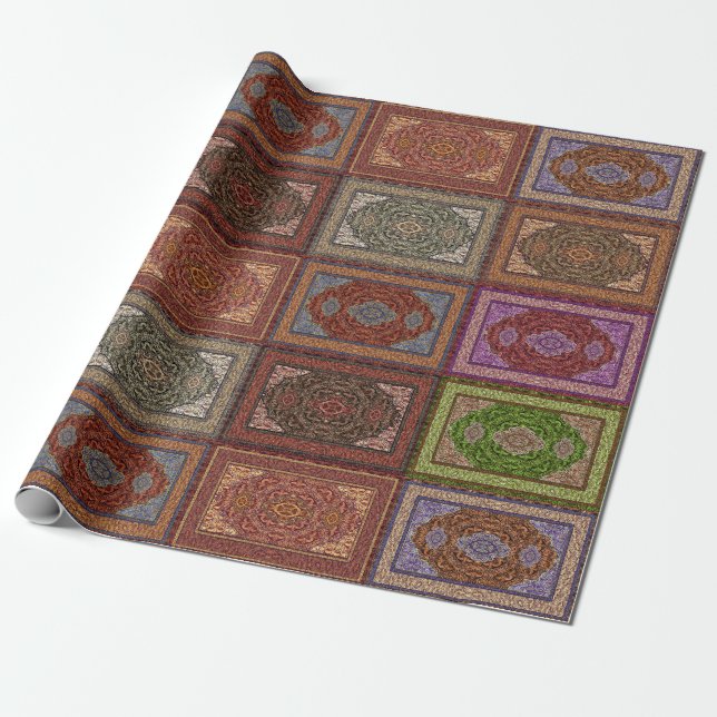 Orientaliskt persiskt mattamönster presentpapper (Utrullad)