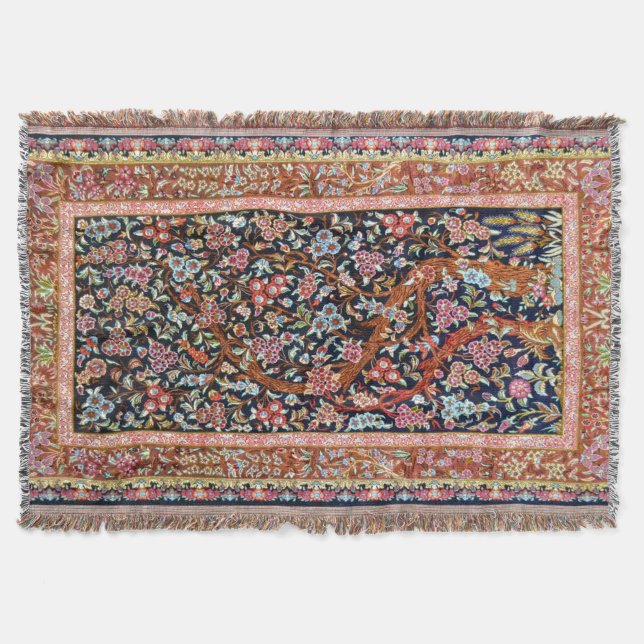 Orientaliskt persiskt turkiskt blommönster filt (Framsidan)