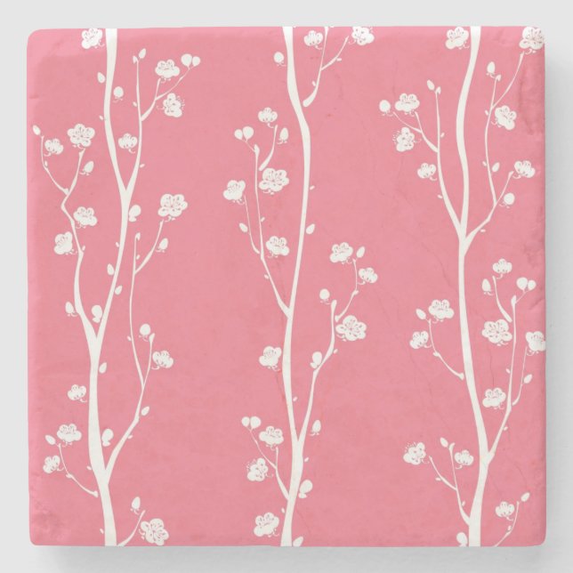 Orientaliskt plommonblommarmönster underlägg sten (Framsidan)