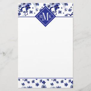 Orientaliskt Sakura grenmönster för Monogram Brevpapper