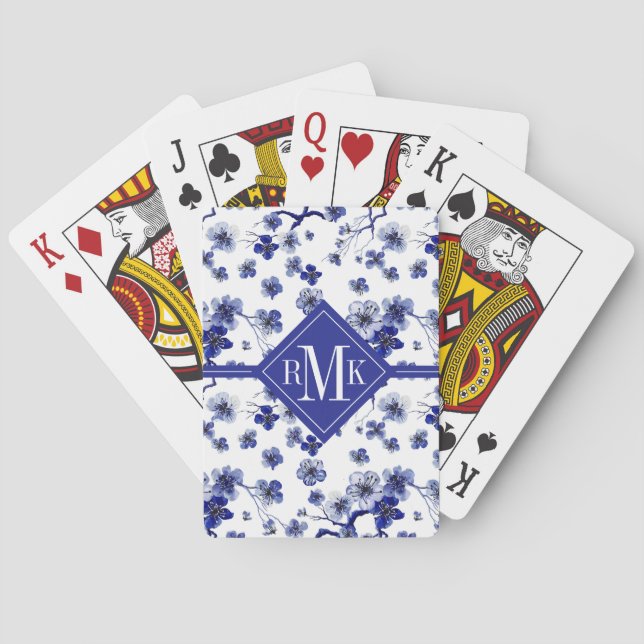 Orientaliskt Sakura grenmönster för Monogram | Casinokort (Baksidan)