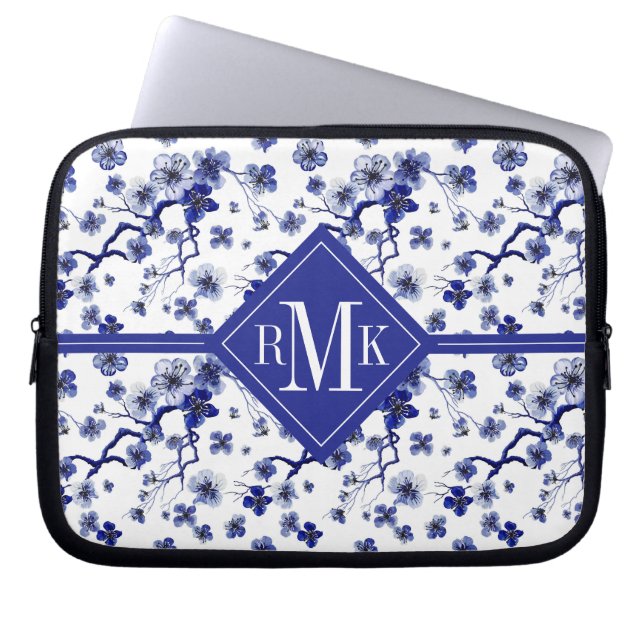 Orientaliskt Sakura grenmönster för Monogram | Laptop Fodral (Framsidan)