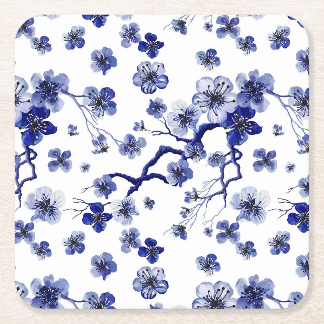 Orientaliskt Sakura grenmönster Underlägg Papper Kvadrat (Framsidan)