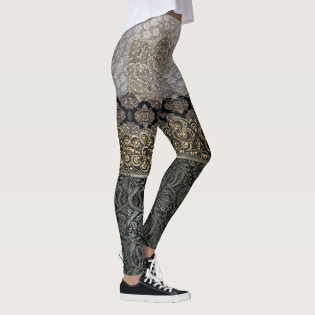 Orientaliskt silver & guld- snöreGarter Leggings (Höger)