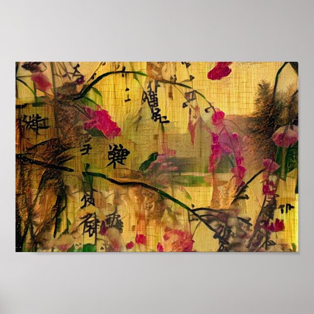 Orientalmålning. Japanska stil Poster (Framsidan)
