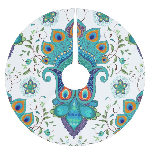Orientalpaisley, påfågelfjäder mönster. julgransmatta borstad polyester (Framsidan)