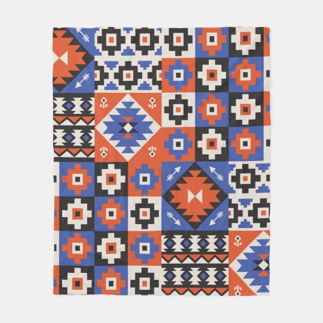 Orientalt geometriskt sömlöst mönster. Etnisk desi Fleecefilt (Framsidan)