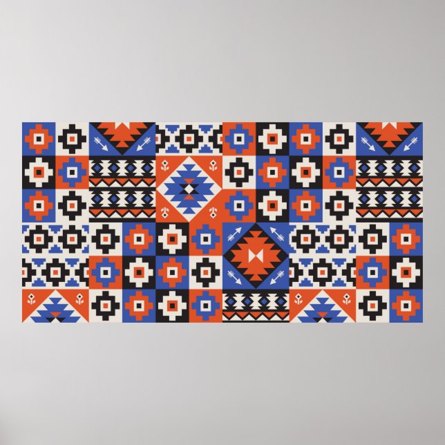 Orientalt geometriskt sömlöst mönster. Etnisk desi Poster (Framsidan)