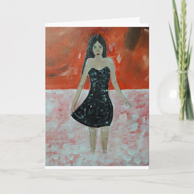 Orientalt solnedgångsmålning av Alfred Fox Kort (Framsida)