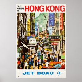 Orienten är HONG KONG Vintage Airlines Travel Poster