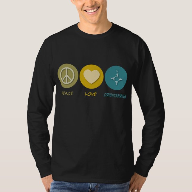 Orientera för fredkärlek t shirt (Framsida)