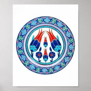 Orienterad turkisk konst i blått poster