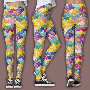 Orientmönster Regnbågsfärgad Seigaiha Leggings