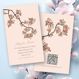 Orientröda körsbärsblommor Elegant chic sakura Visitkort