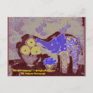 Orig. Foto - Elephant och Apples i Blue & Guld Vykort