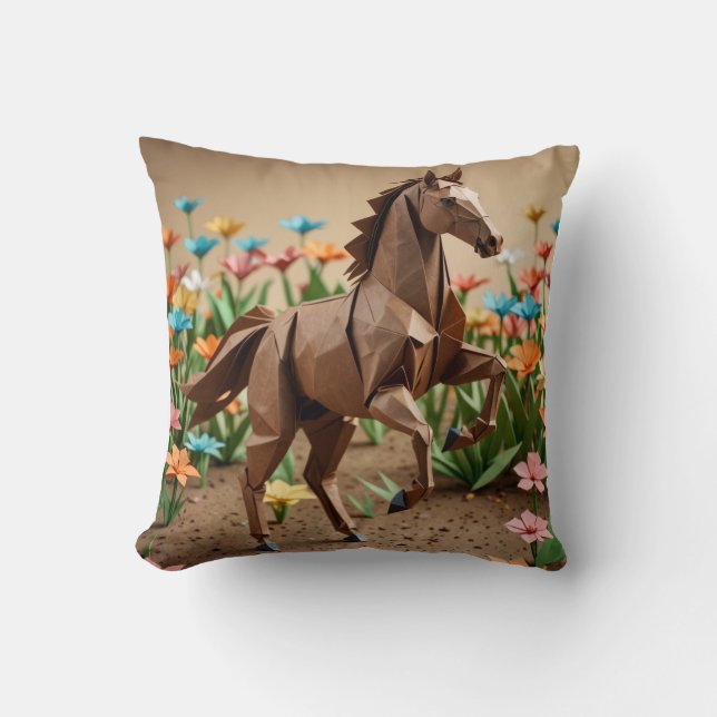 Origami Animal Horse Comfy Kudde (Framsida)