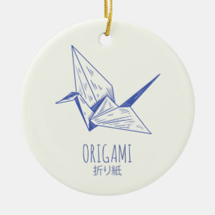 Origami Art Japansk Folding Art Retro Crane Julgransprydnad Keramik