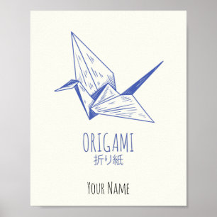 Origami Art Traditionell kran Poster