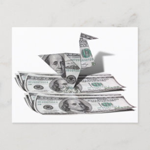Origami Bird från 100 dollar Bill Vykort