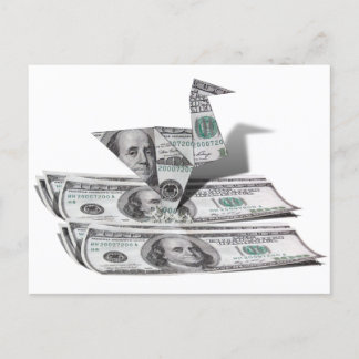 Origami Bird från 100 dollar Bill Vykort