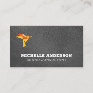 Origami Bird Icon   Elegant Läder Visitkort
