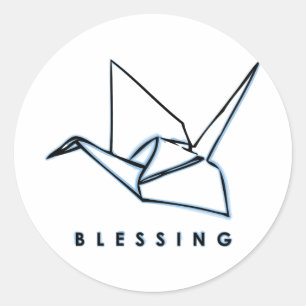 Origami Bluting Papper Crane Sticker Runt Klistermärke