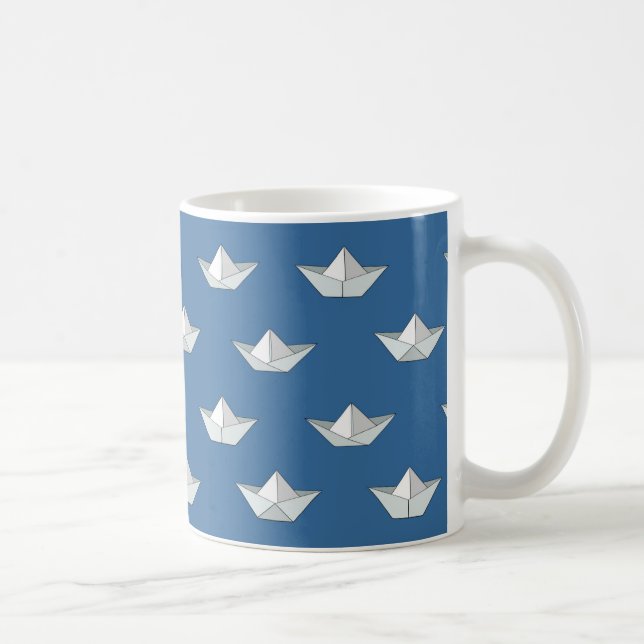 Origami Boats på Vatten Mönster Kaffemugg (Höger)