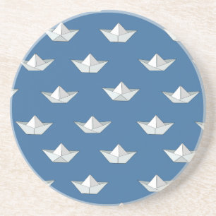 Origami Boats på Vatten Mönster Underlägg Sandsten