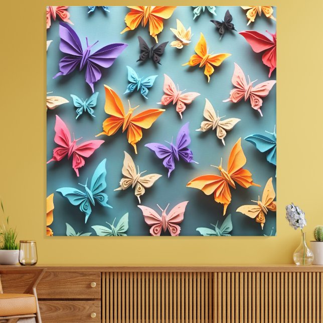 Origami Butterfly Mönster Canvastryck (Insitu (Vardagsrum))