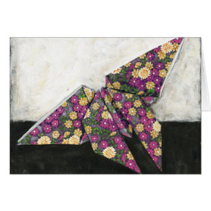Origami Butterfly på Blommigt Papprare Hälsningskort