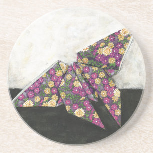 Origami Butterfly på Blommigt Papprare Underlägg